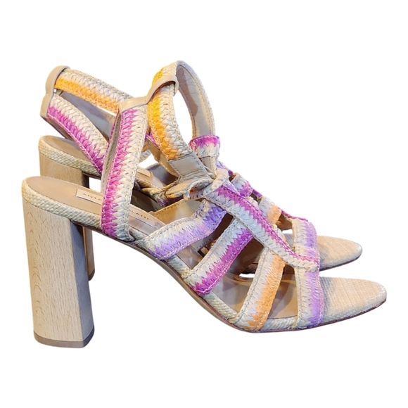 Antonio Melani Ombre Woven Raffia Strappy Sandals - Size 10M Boho Summer Shoes - Picture 3 of 10